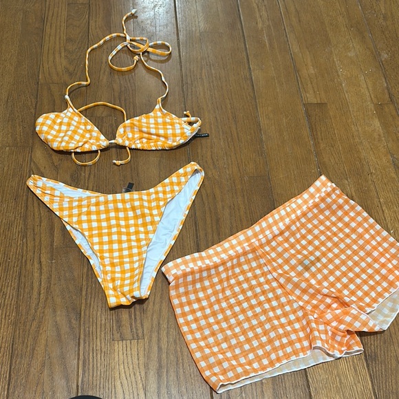 Kendall & Kylie Other - Kendall & Kylie Gingham Orange White Bikini